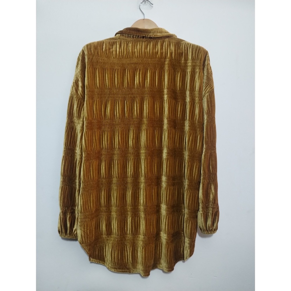 Free People My Best Crinkle Velvet Button Shirt Women's S Oversized Boho - Picture 6 of 6